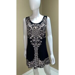 B.L.E.U. Black Mini Tank Dress Baroque Design Rhinestones Whimsigoth Boho Edgy